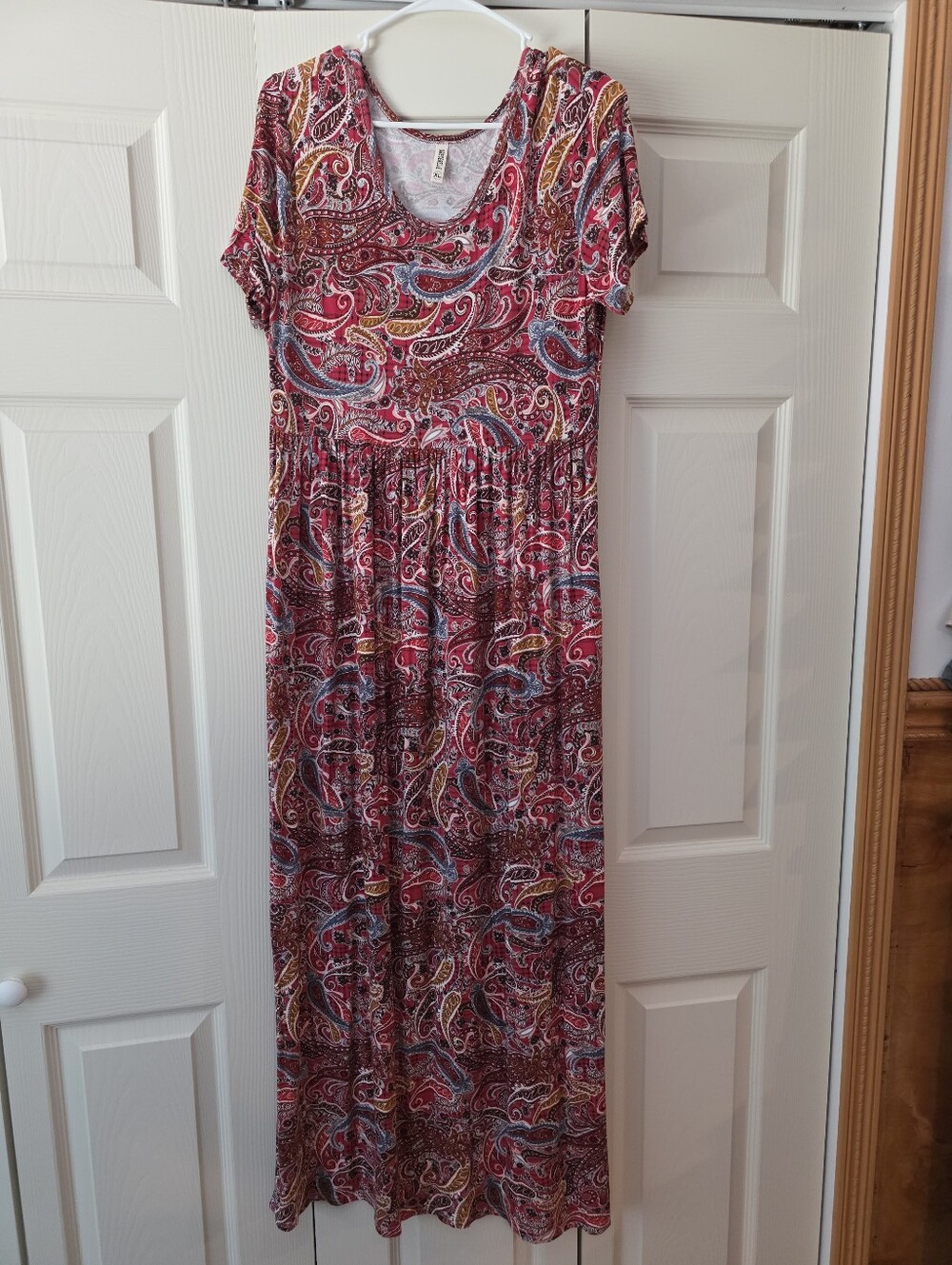 Women's Paisley Short Sleeve Maxi Dress XL